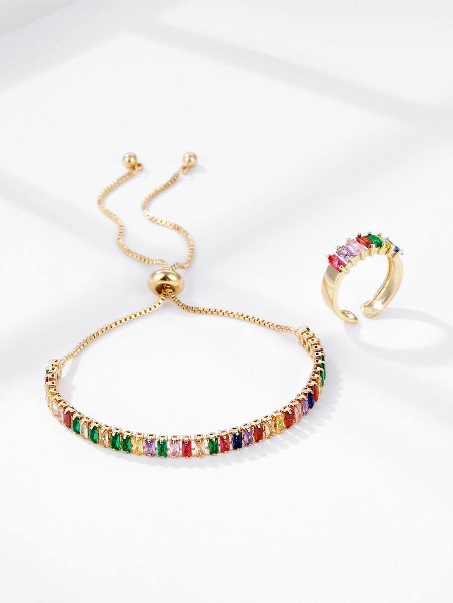 Conjunto pulsera y anillo Baño oro 18k