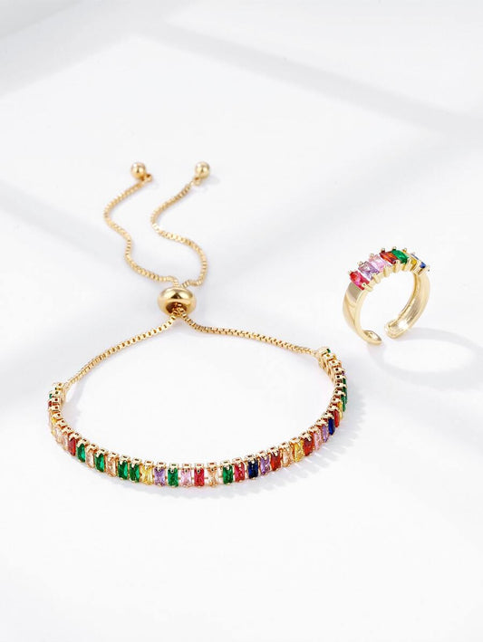 Conjunto pulsera y anillo Baño oro 18k